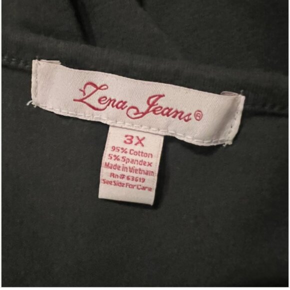 Zena Jeans. Size 3X. Dark Olive Drab Green. Stretch. 3/4 Sleeve. Top. B127 - Picture 5 of 5